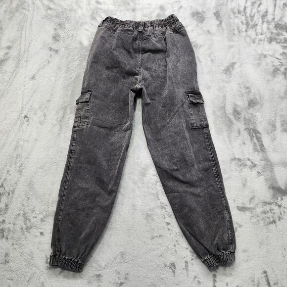 Simple Society Jeans Women 3/26 Black Faded Denim High Rise Cargo Jogger Stretch - Picture 2 of 11